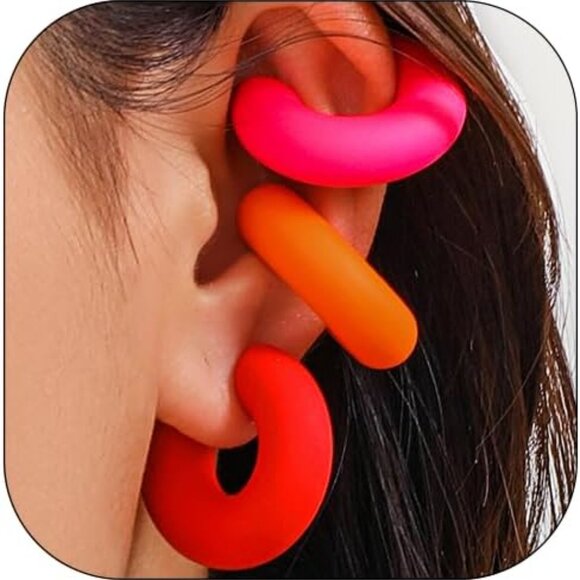 Fashionable 4 Pcs Gold Silver Non-Piercing Ear Cuffs for Women, Thick Round Clip - Picture 1 of 6